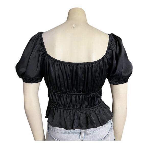 Festival Top Shirt Blouse Concert Summer Skimpy Crop y2k Black Goth Romantic - Picture 5 of 7